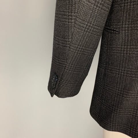 ARMANI COLLEZIONI Size 40 Charcoal Black Plaid Wool Sport Coat