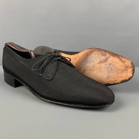 BALLY Size 11.5 Black Textured Fabric Lace Up Shoes