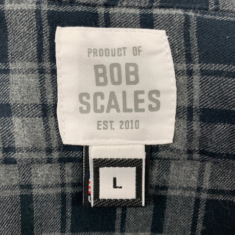 BOB SCALES Size L Gray Checkered Cotton Button Down Long Sleeve Shirt