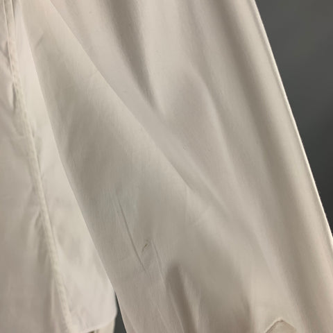 PRADA Size L White Cotton Blend French Cuff Long Sleeve Shirt