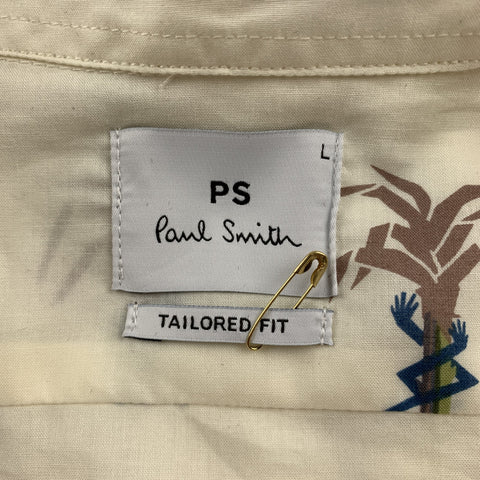 PS by PAUL SMITH Size L Beige Print Cotton Button Up Long Sleeve Shirt