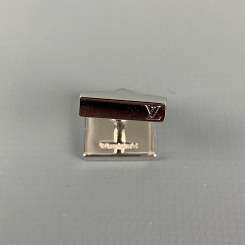 LOUIS VUITTON Burgundy Checkered Leather Enamel Damier Sterling Silver Cuff Links