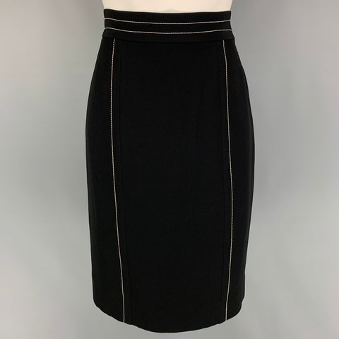BARATO y CHIC de MOSCHINO Talla 12 Falda lápiz con puntadas en contraste de acetato de rayón negro