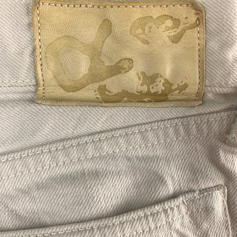 45rpm Size 32 x 36 Cream Solid Cotton Selvedge Denim Button Fly Jeans