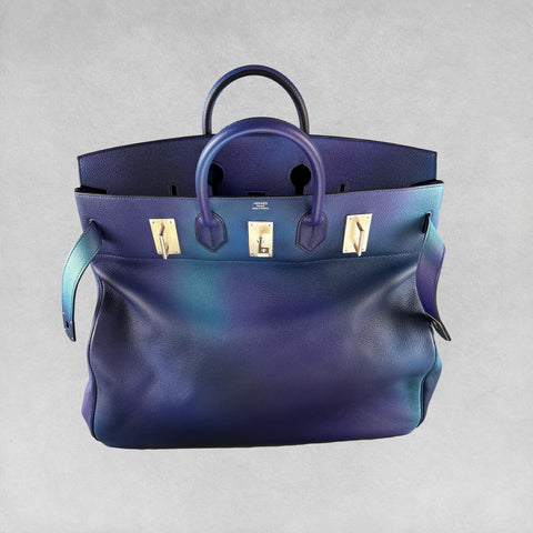 Hermès SS19 Ombré Haut à Courroies Cosmos HAC 50 Nuit Violet Limited Edition Bag