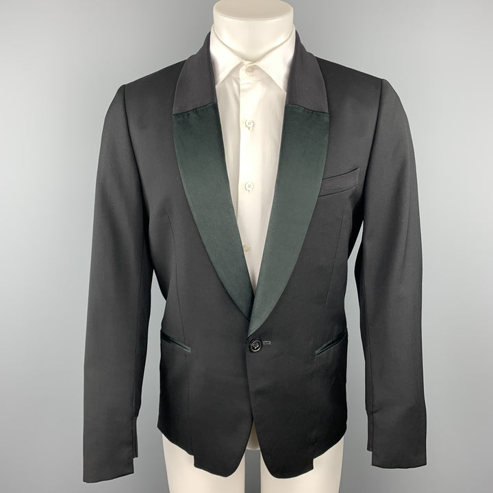 PAUL SMITH Size 38 Black Wool Blend Shawl Collar Sport Coat