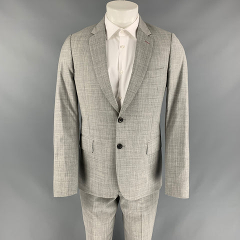 PAUL SMITH Soho Fit Talla 40 Traje regular con solapa de muesca de lana gris claro jaspeado