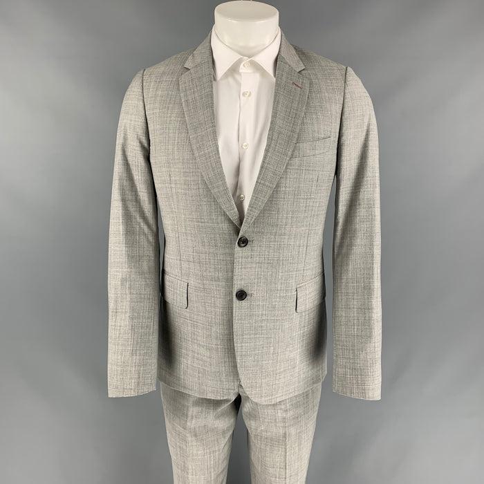 PAUL SMITH Soho Fit Talla 40 Traje regular con solapa de muesca de lana gris claro jaspeado