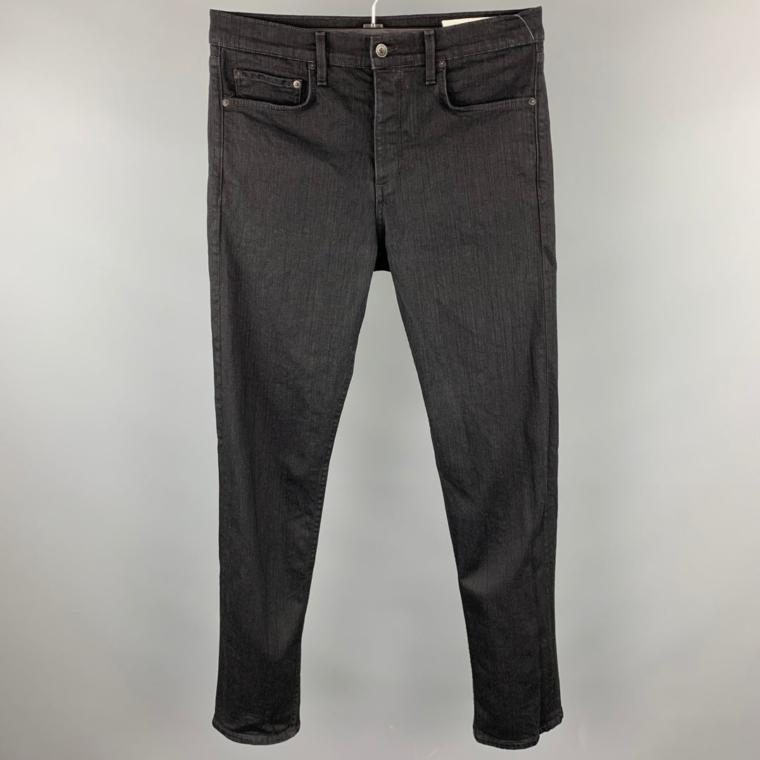 RAG & BONE Standard Issue Size 32 Black Denim Slim Cut Jeans