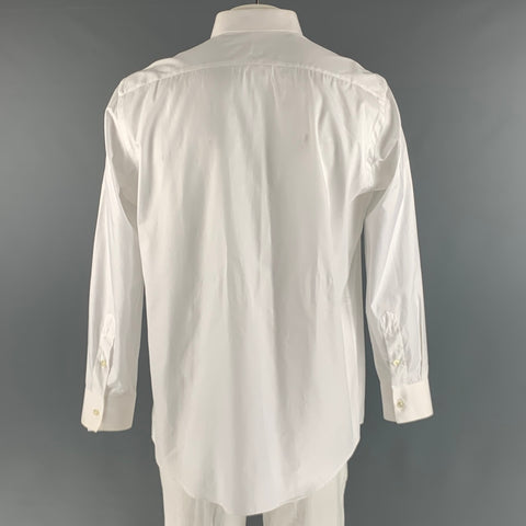 DAVID AUGUST Size XL White Monogram Cotton Button Up Long Sleeve Shirt