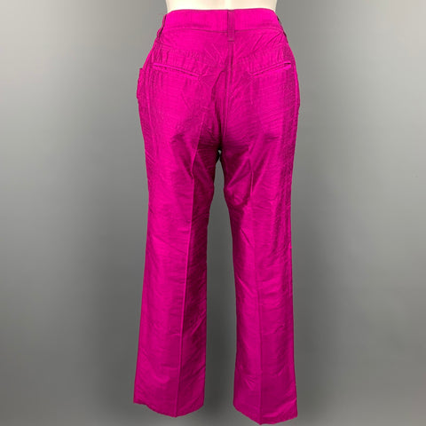 DOLCE &amp; GABBANA Taille 4 Pantalon habillé taille haute en soie fuchsia