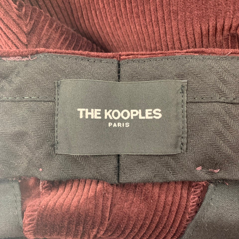 THE KOOPLES Size 34 Burgundy Corduroy Cotton Dress Pants