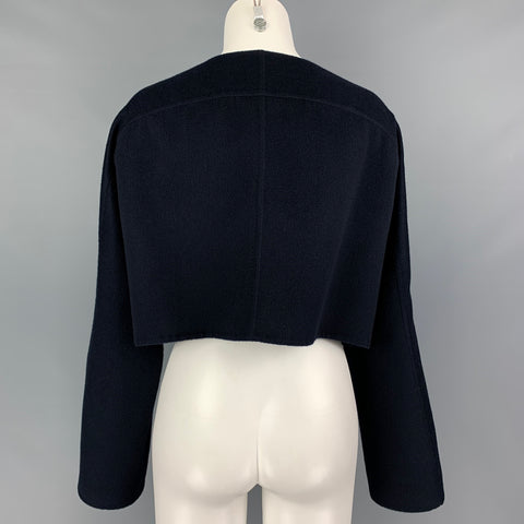 HERMES by Margiela FW 2000 Size 10 Navy Blue Cashmere Belted Cape Vest Jacket