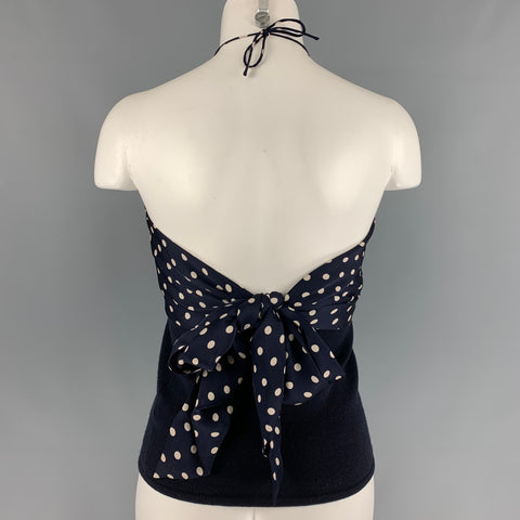 RALPH LAUREN Black Label Size M Navy & White Cashmere Blend Dress Top