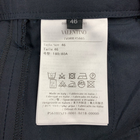VALENTINO Size 30 Navy & Orange Color Block Cotton Pleated Dress Pants