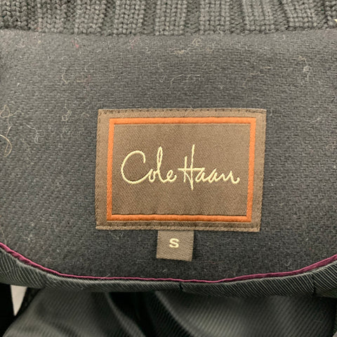 COLE HAAN Size S Black Wool /  Polyamide Ribbed Collar Cape