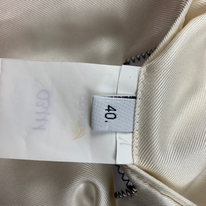 THOM BROWNE Size 4 White Multi-Color Textured Single breasted Coat