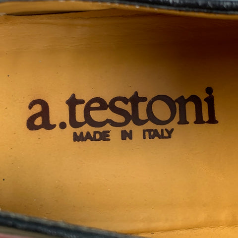 A. TESTONI Size 10 Black Patent Leather Lace Up Shoes