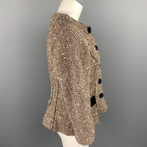 MARC JACOBS Size 6 Brown Boucle Wool Blend Jacket