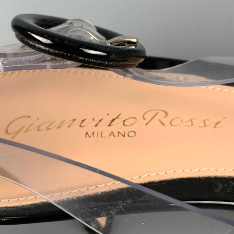 GIANVITO ROSSI Taille 6.5 Escarpins à talons chaton en cuir verni en acétate transparent noir