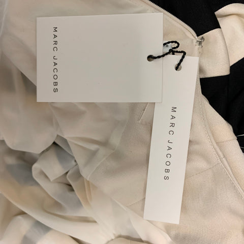 MARC JACOBS Size 0 Cream Black Silk Stripe Column Dress