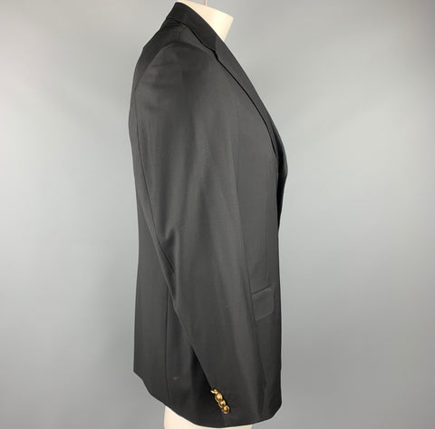 PAL ZILERI Size 40 Regular Black Wool Notch Lapel Sport Coat
