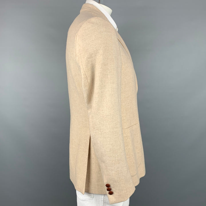 ETRO Talla 42 Abrigo deportivo con solapa de muesca en mezcla de lana jaspeada beige