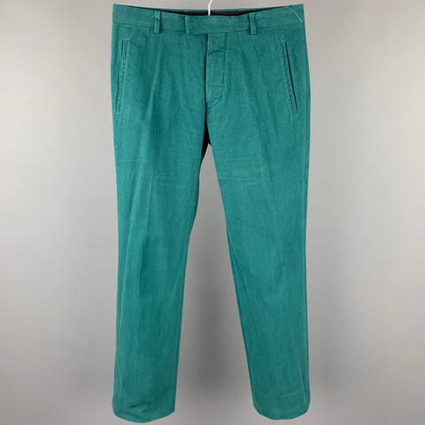 CoSTUME NATIONAL Size 32 Teal Cotton Blend Button Fly Dress Pants