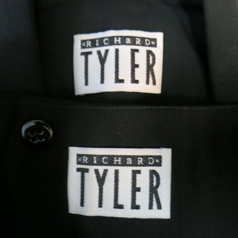 RICHARD TYLER 42 Black Satin Trim Double Breasted Satin Trim Peak Lapel Tuxedo