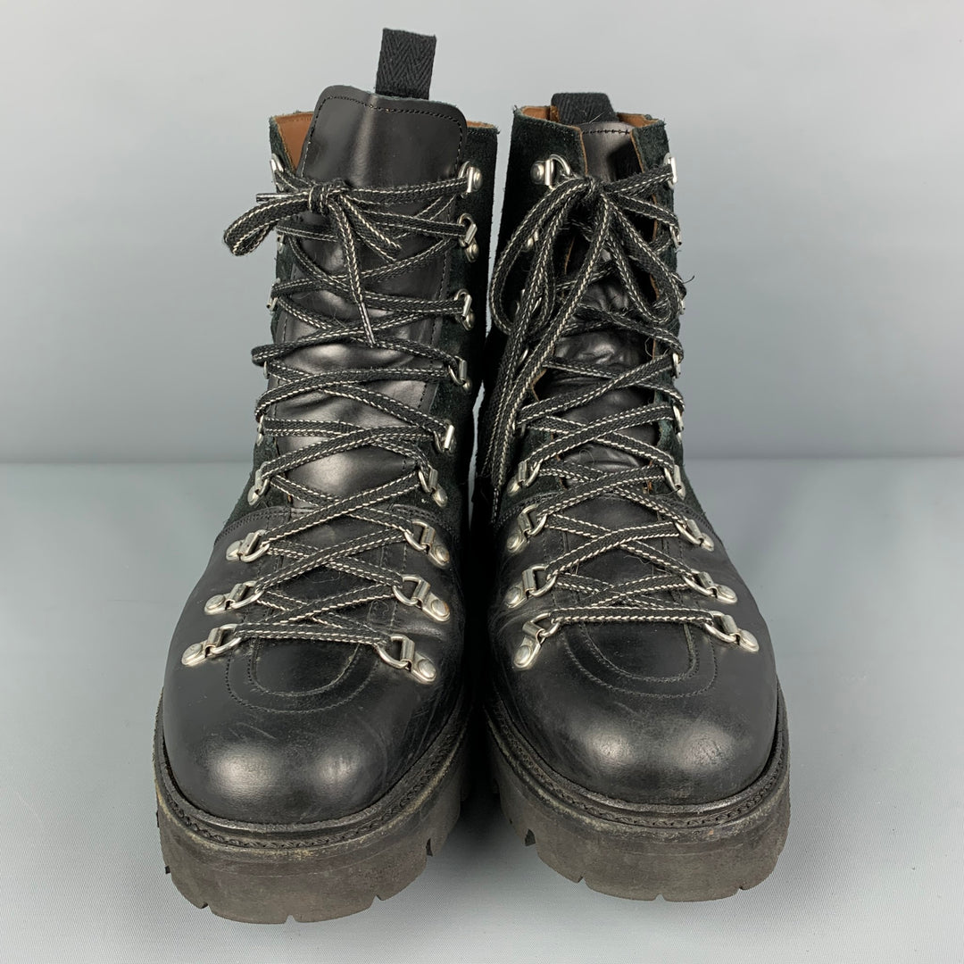 GRENSON Size 10 Black Leather Lace Up Hiking Boots