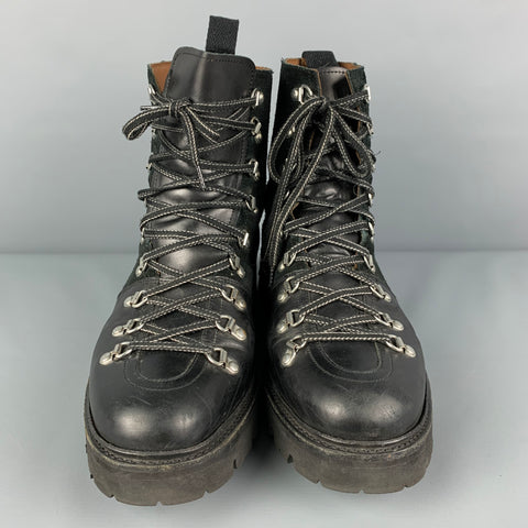 GRENSON Bottes de randonnée à lacets en cuir noir taille 10