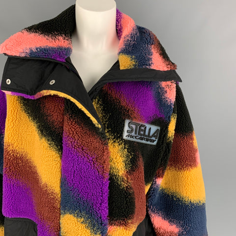 STELLA McCARTNEY Talla 4 Abrigo extragrande Teddy Jacquard Marley multicolor