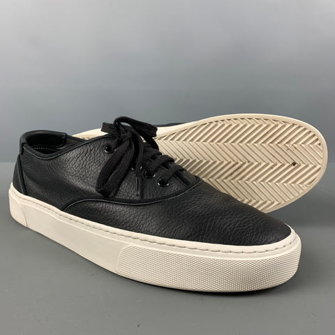 SAINT LAURENT Size 8.5 Black Leather Low Top Sneakers