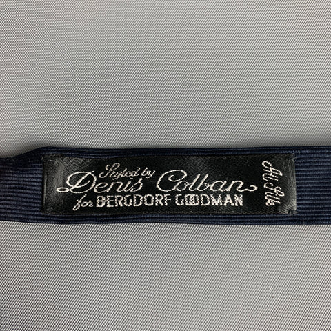 DENIS COLBAN Navy Ribbed Silk Bow Tie