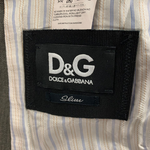D&G by DOLCE & GABBANA Size 40 Grey Cotton Linen Notch Lapel 3 Piece Suit