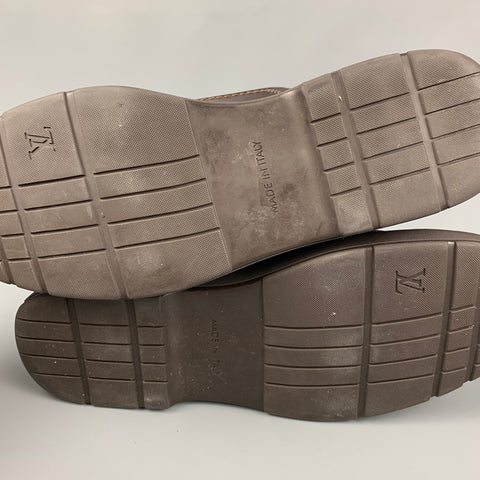 LOUIS VUITTON Size 11 Brown Leather Lace Up & Belt Boots