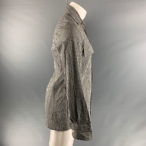 WALES BONNER Size M Black White Gingham Linen Blend Long Sleeve Shirt