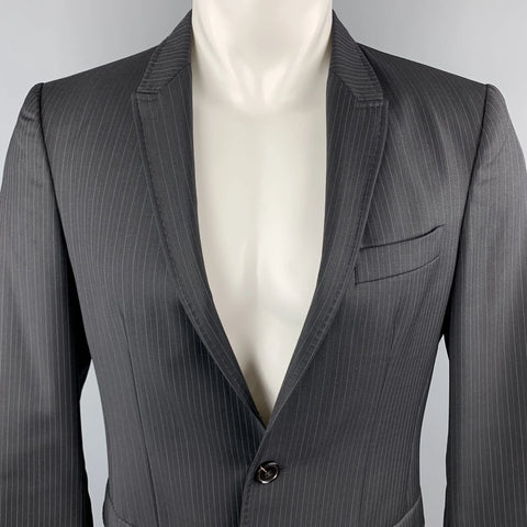 EMPORIO ARMANI 38 Regular Black Stripe Wool Sport Coat EMPORIO ARMANI