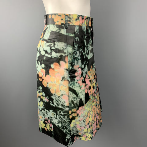 COMME des GARCONS HOMME PLUS Size S Black & Green Marbled Floral PVC Shorts