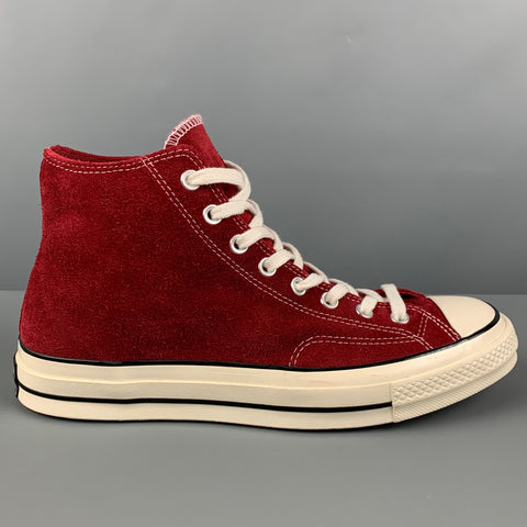 CONVERSE Size 9.5 Burgundy Suede High Top Sneakers