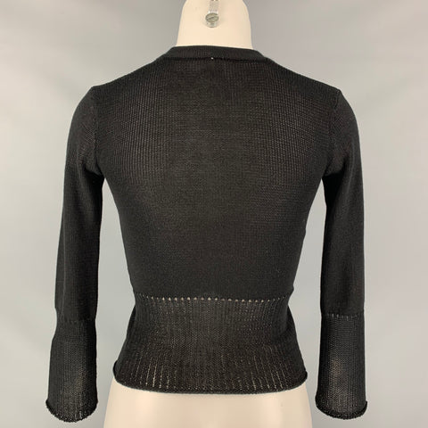 SOUCHI Size S Black Cotton Cashmere Cardigan