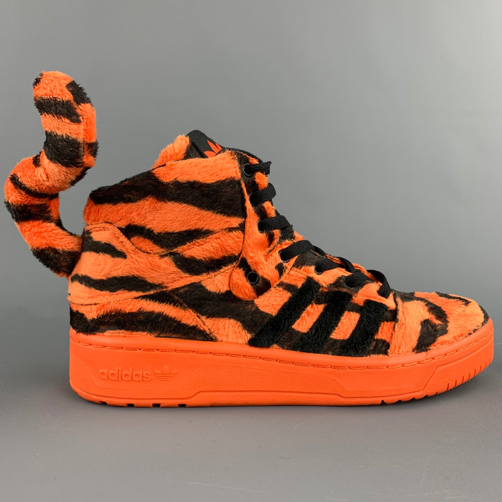 JEREMY SCOTT x ADIDAS Talla 9 Zapatillas altas con estampado de tigre naranja y negro