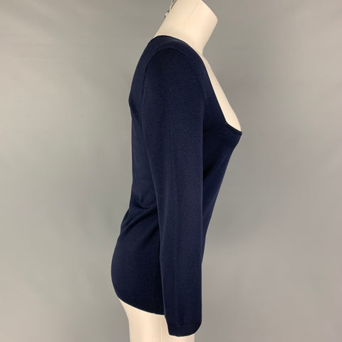 RALPH LAUREN Black Label Taille M Pull à manches longues en mélange de soie marine