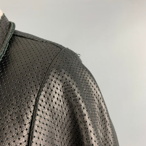 DR ROMANELLI Size S Black Grey Leather Perforated Jacket