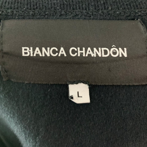 BIANCA CHANDON Size L Black Blue Cotton Long Sleeve T-shirt