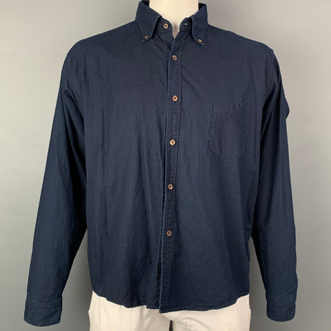 45rpm Size XL Indigo Cotton Button Down Long Sleeve Shirt