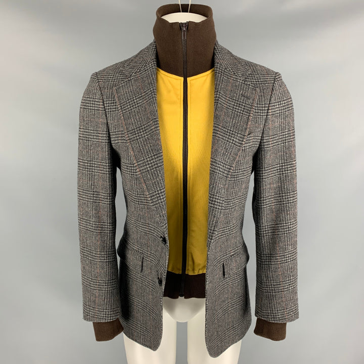 DOLCE & GABBANA Size 34 Grey & Black Glenplaid Wool Notch Lapel Sport Coat
