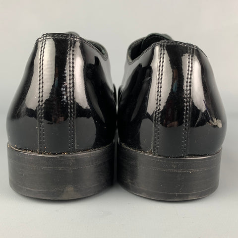 BALLY Size 11.5 Black Perforated Patent Leather Lace Up Shoes
