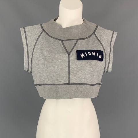 MIU MIU Size XS Gray Ribbed Cotton Fleece Top