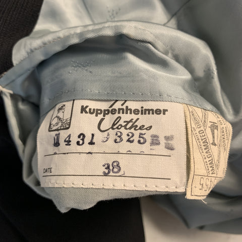 Vintage KUPPENHEIMER Size S Black Wool Peak Lapel Long Coat